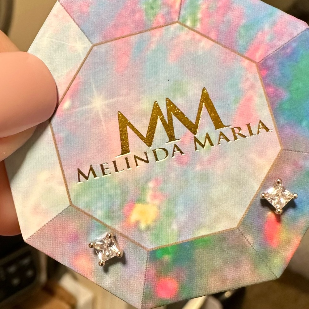 Melinda Maria - 3 mm square studs. Never worn. Original packaging. Brandnew